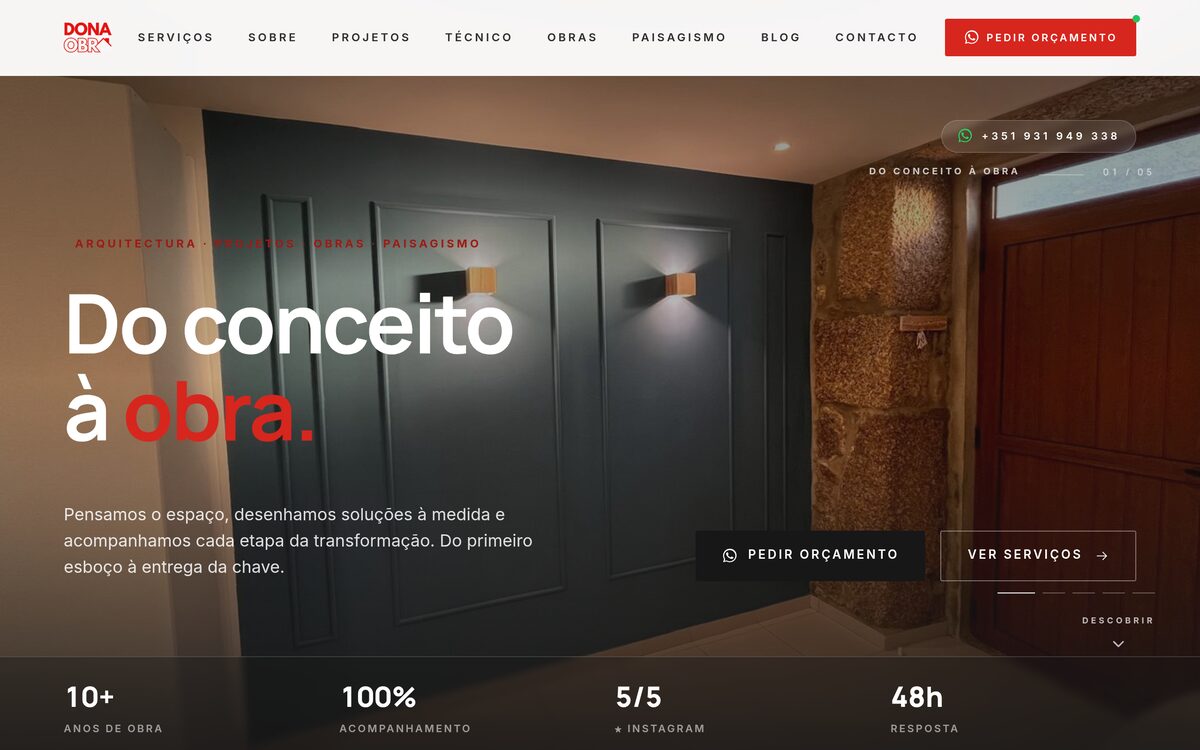 Site de Dona Obra — Construção