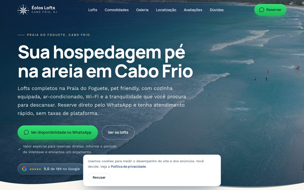 Site de Éolos Loft — Alojamento · Brasil