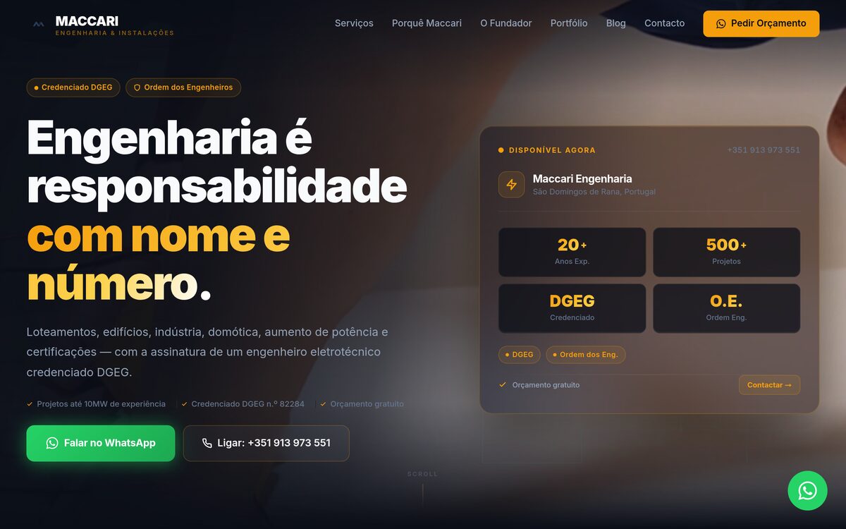 Site de Maccari Engenharia — Engenharia
